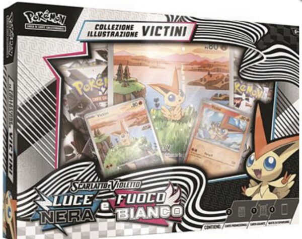 Carte Pokemon Collezione Illustrazioni Victini Luce Nera e Fuoco Bianco ITA