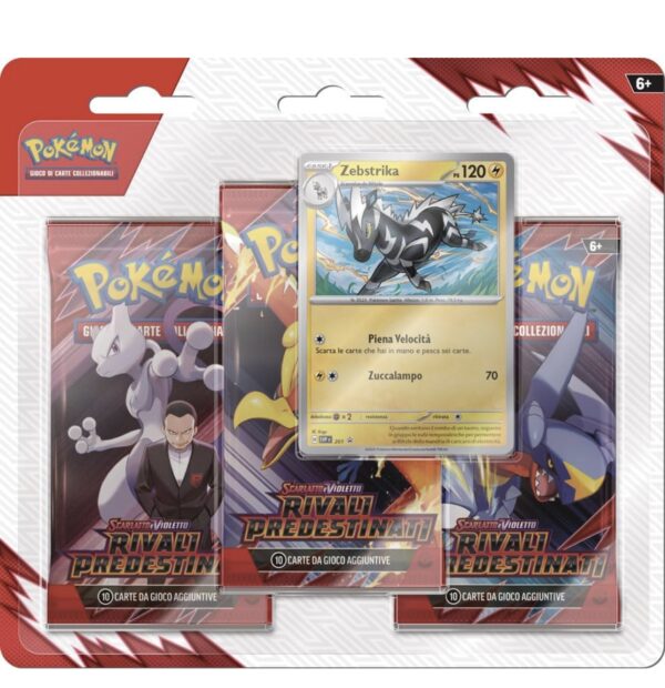 Pokémon GCC: confezione da tre buste dell’espansione Scarlatto e Violetto - Rivali Predestinati (tre buste di espansione e una carta promozionale olografica di Zebstrika)
