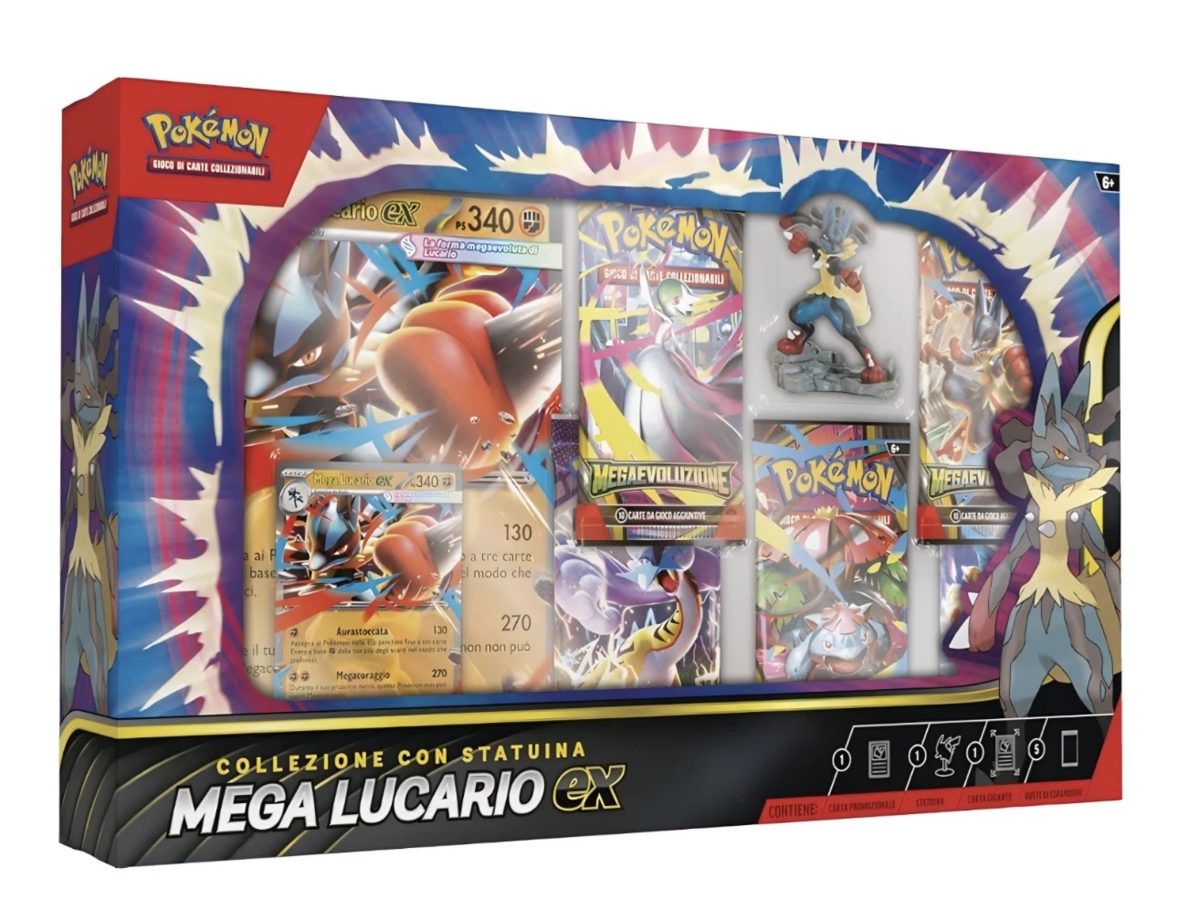 Carte Pokémon: collezione con statuina Mega Lucario-ex